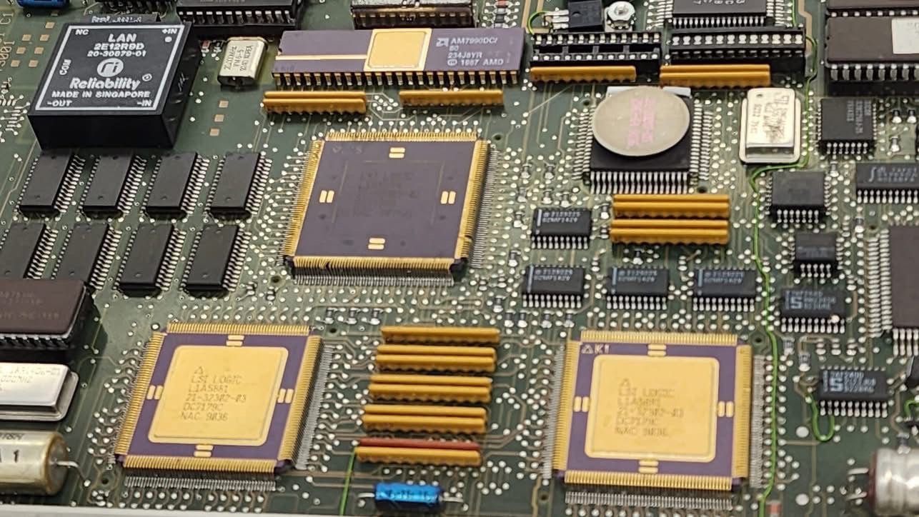 Vintage Motherboard with Gold Cap Chips — High-Grade PCB Scrap