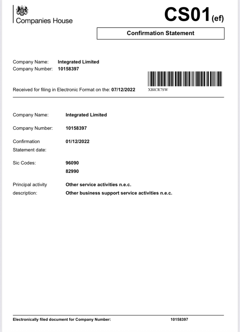 Confirmation Statement (CS01)