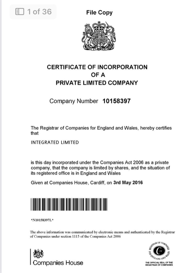 Certificate of Incorporation (File Copy)